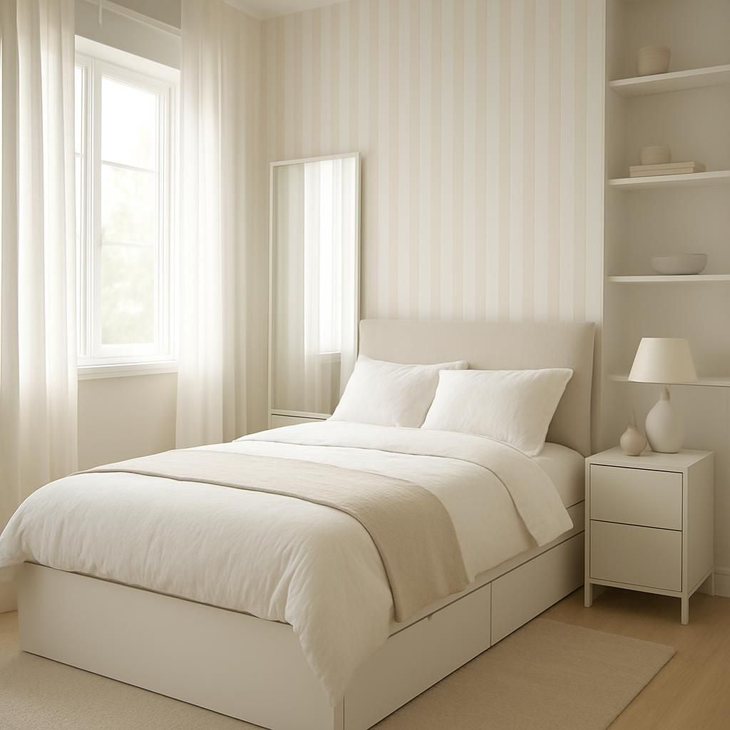 Agencement astucieux pour agrandir visuellement une petite chambre