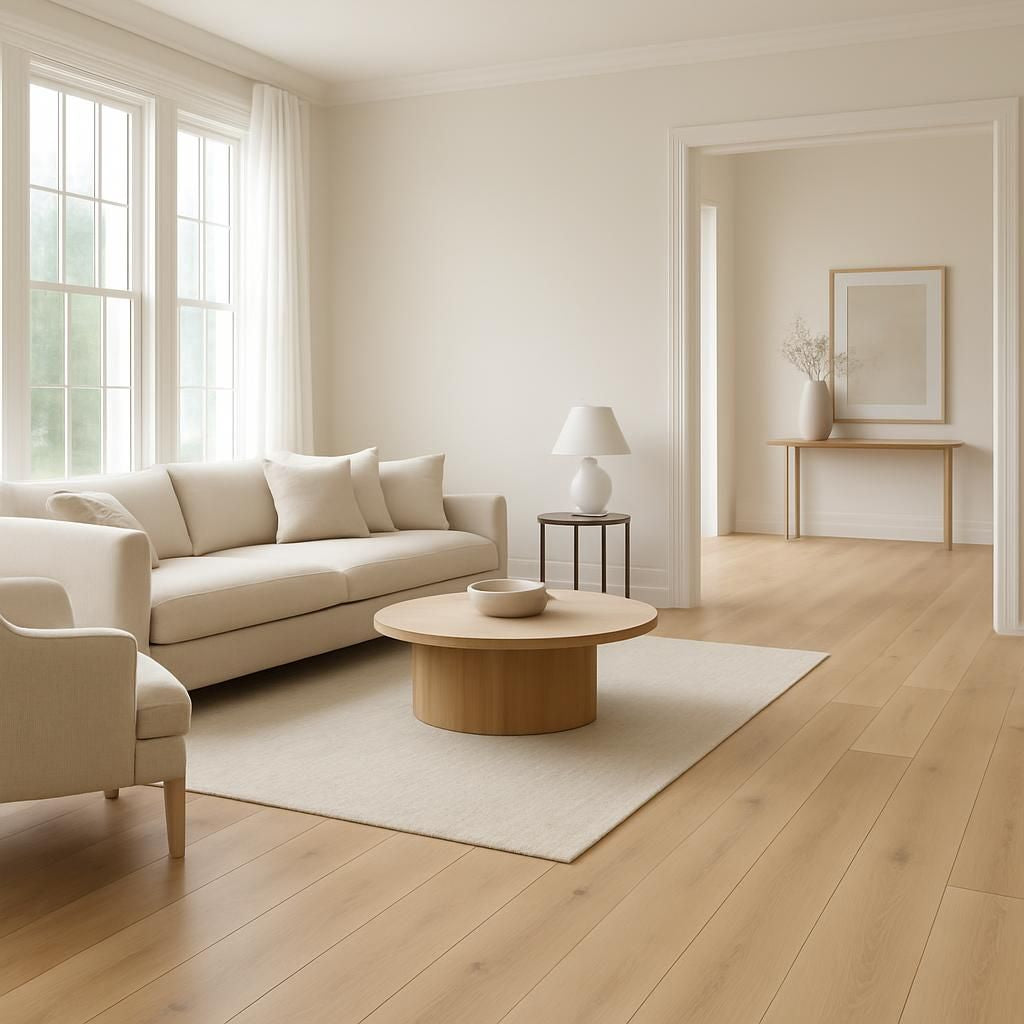 Sol clair et motifs allongés pour agrandir visuellement une pièce