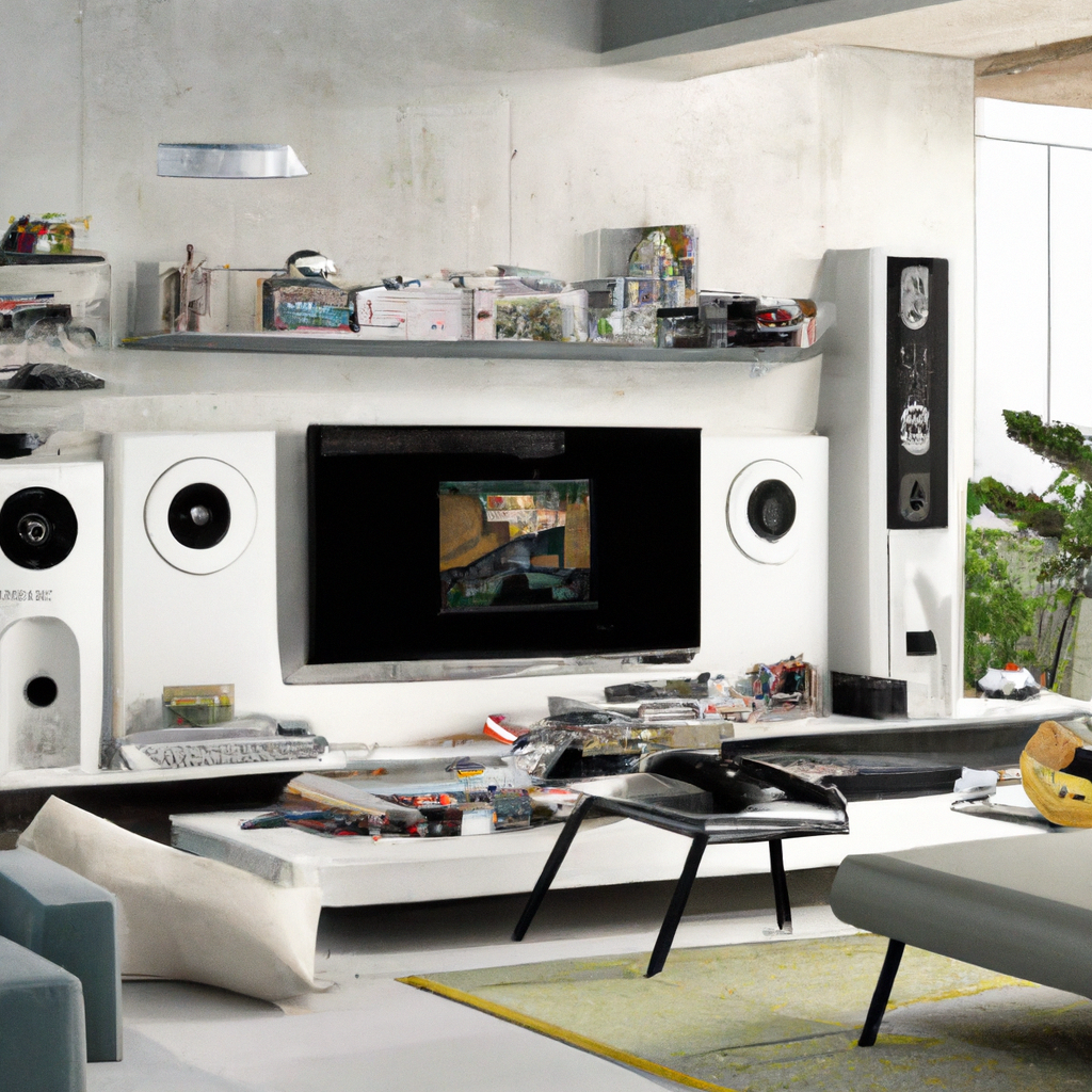 Salon moderne avec mur en béton, meubles minimalistes, couleurs neutres et touches de verdure, ambiance contemporaine.