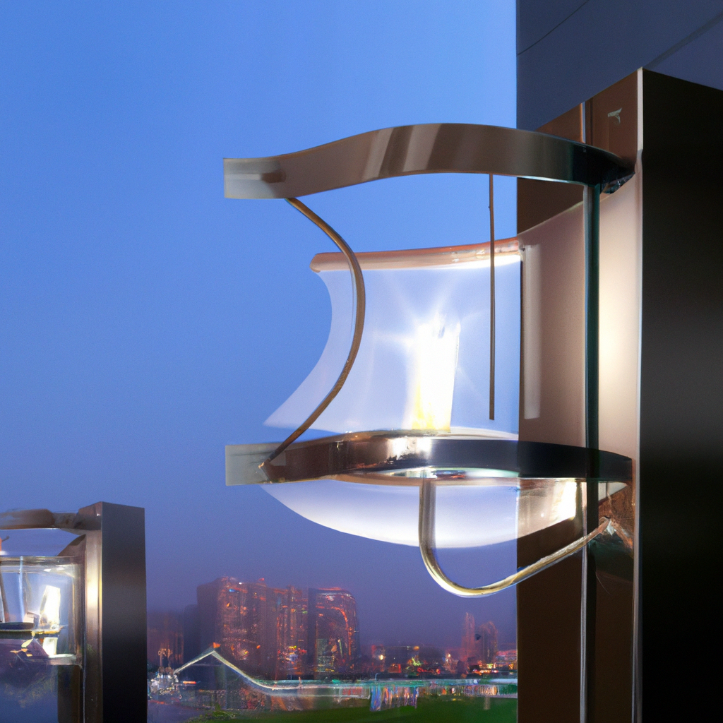 Lustre moderne en verre et métal, illuminant un intérieur contemporain avec une ambiance élégante et futuriste.