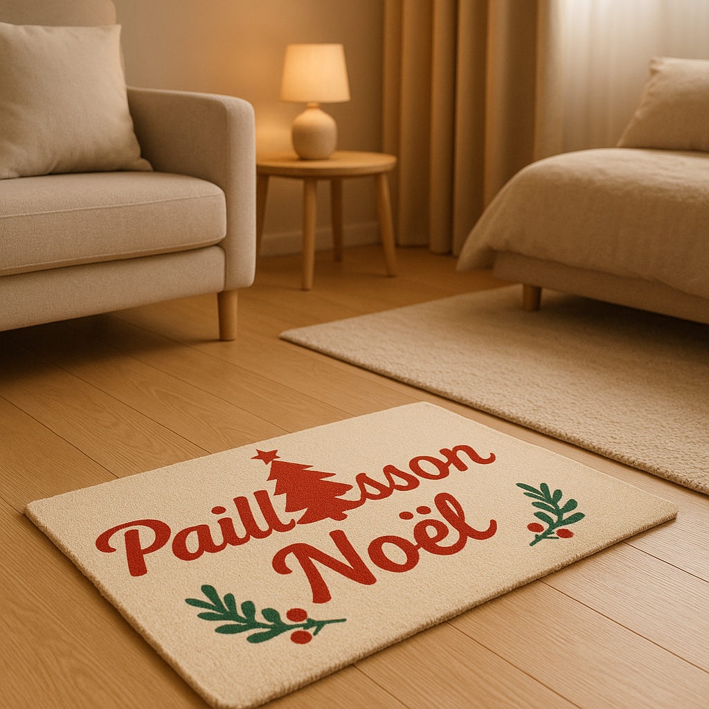 Paillasson de Noël décoratif pour souhaiter la bienvenue à vos invités pendant les fêtes.