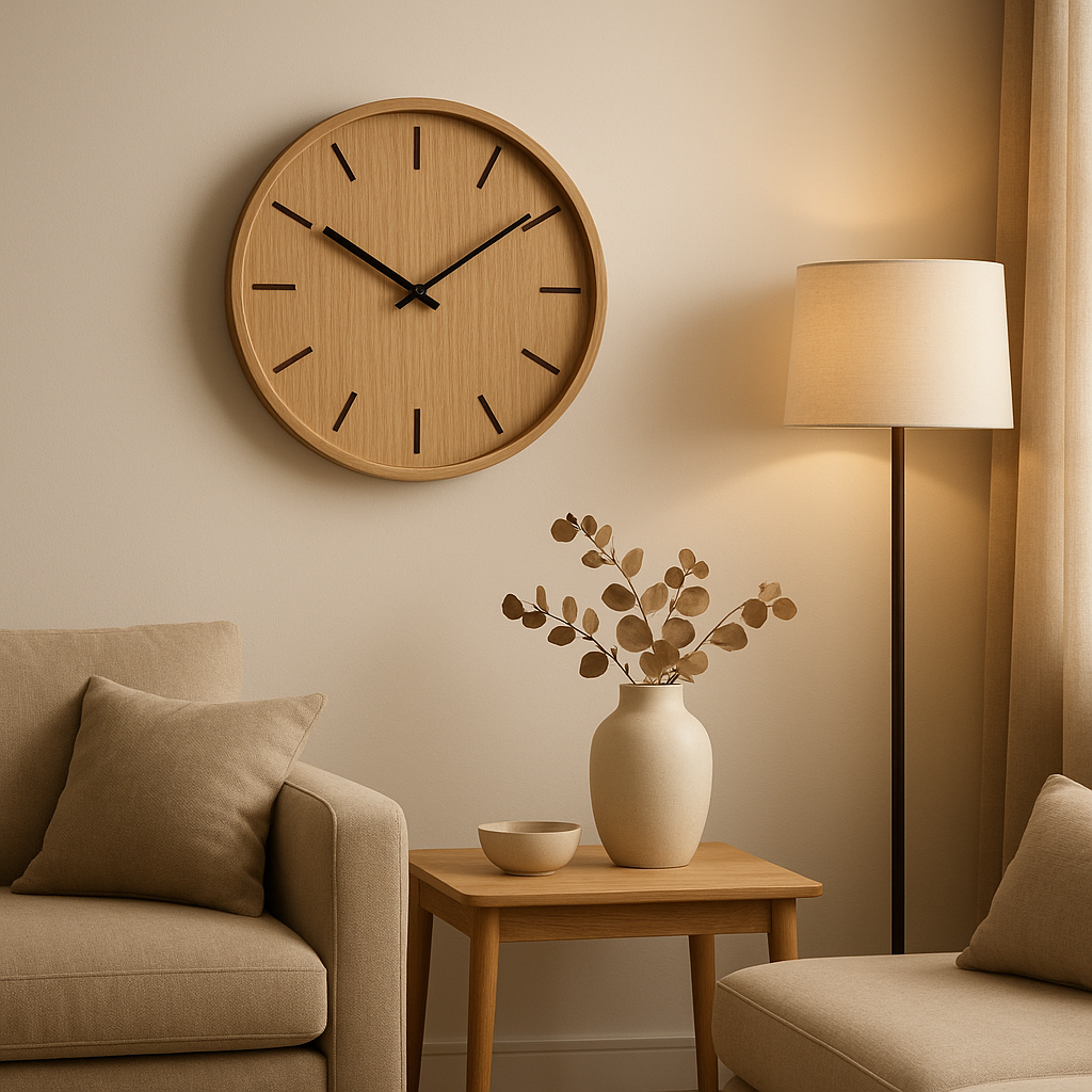 Horloge murale en bois naturel pour une décoration d'intérieur chaleureuse et moderne