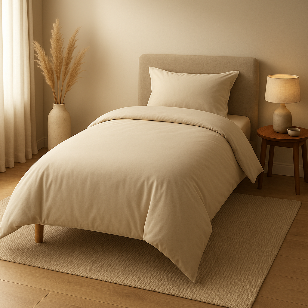 Housse de couette 1 personne en coton percale, motif élégant pour une chambre confortable