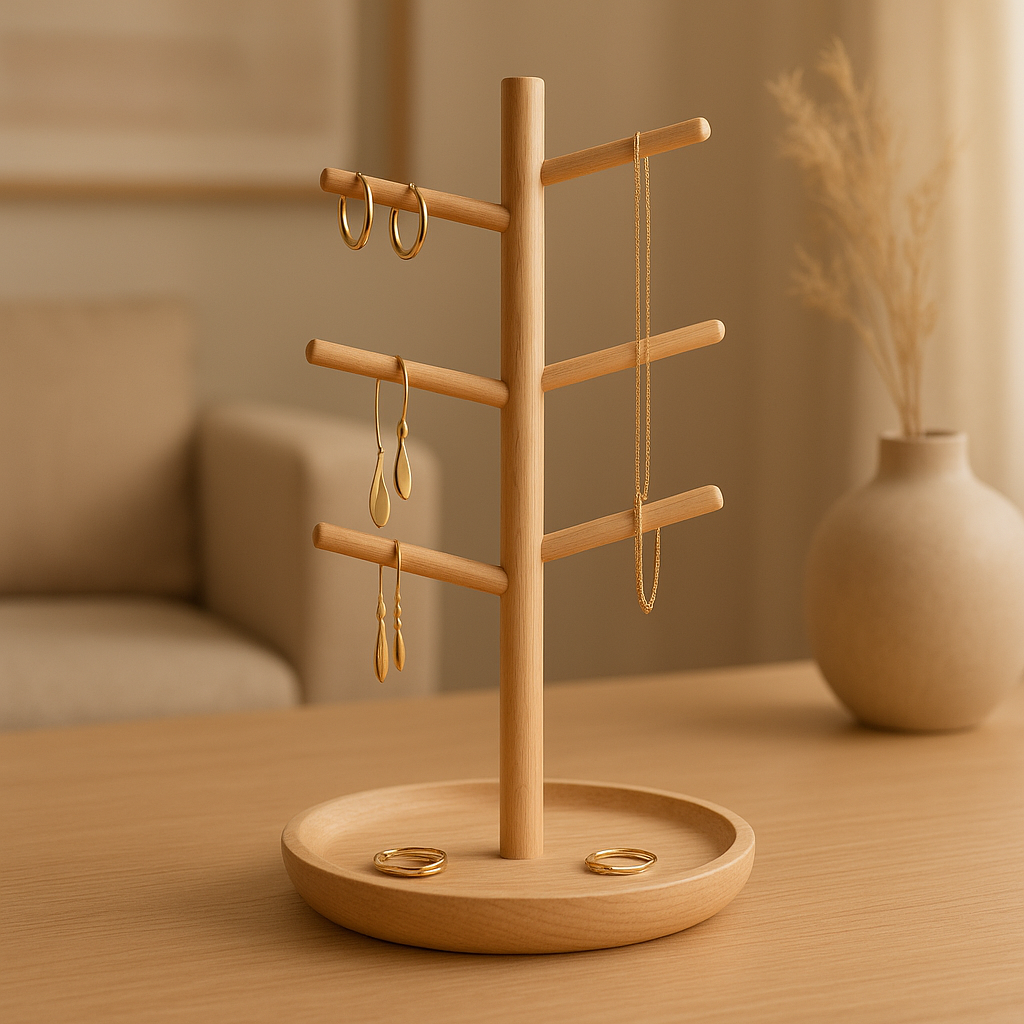 Arbre à bijoux design pour ranger et exposer vos colliers et bracelets avec élégance.