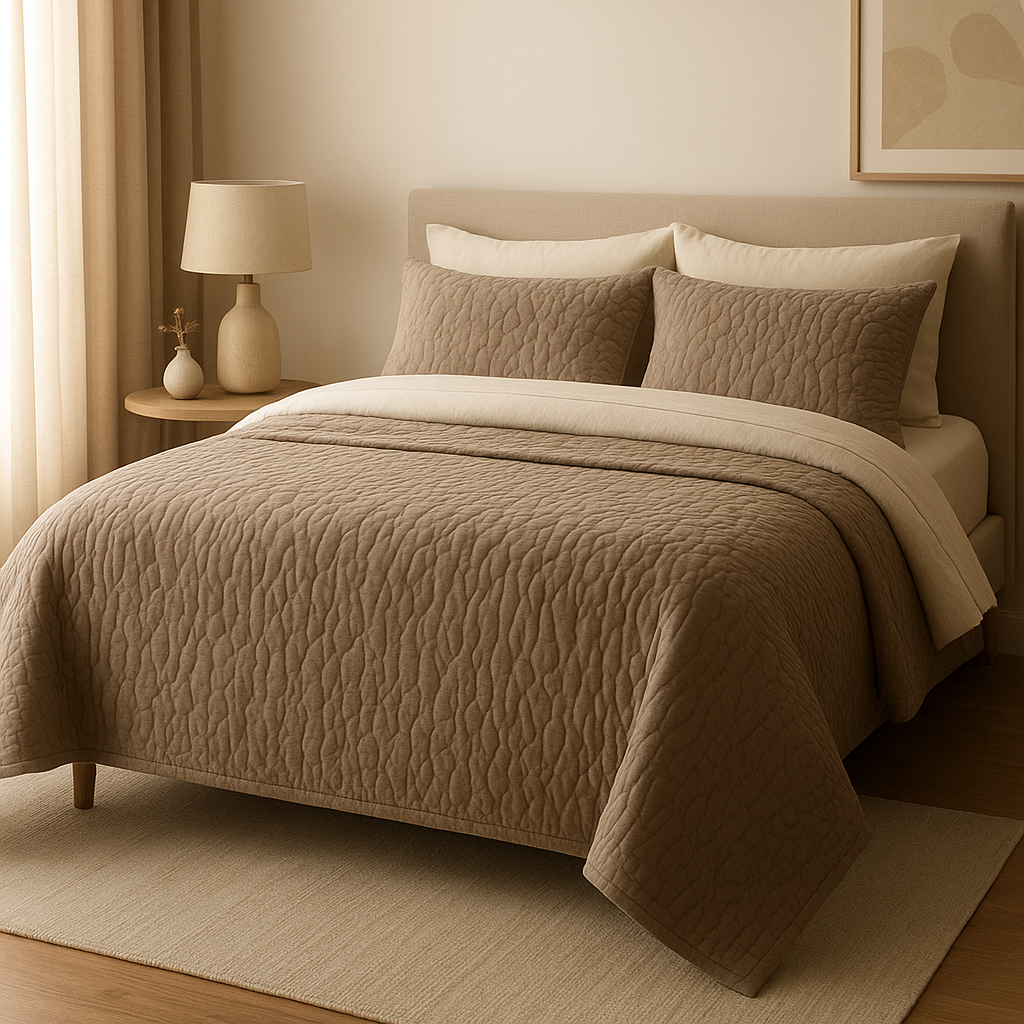 Dessus de lit élégant pour une chambre à coucher décorée avec style et confort