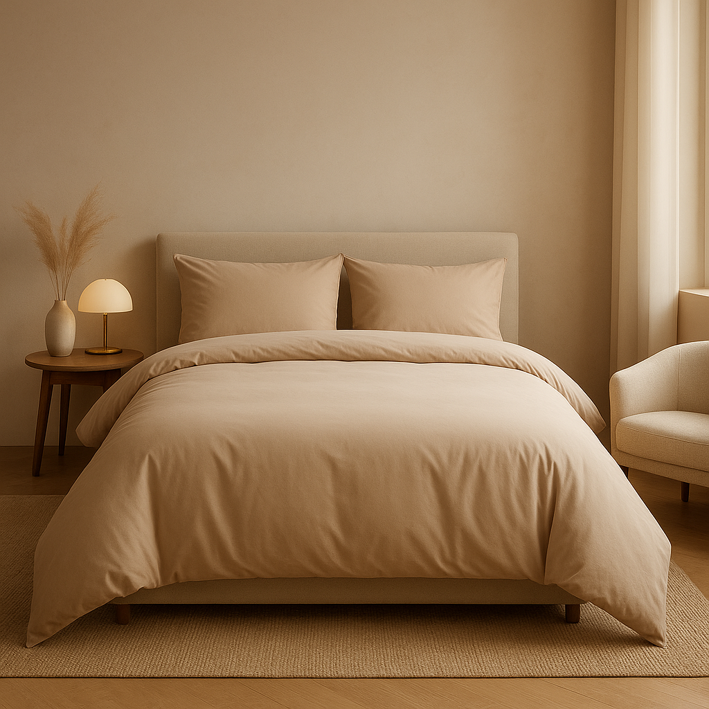 Housse de couette 240x220 cm en lin naturel pour un lit king-size, style décontracté chic.
