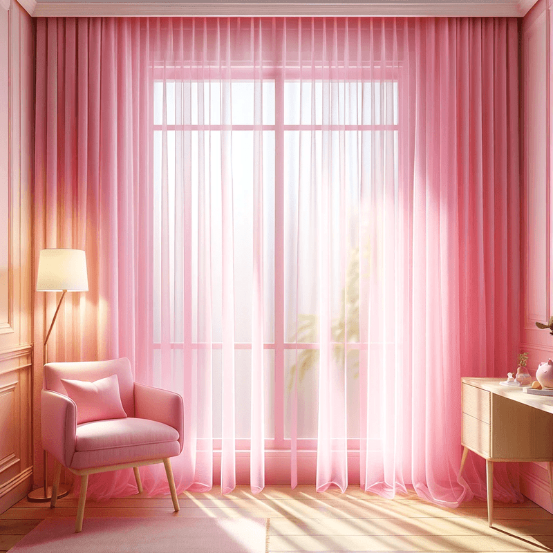 Léger voilage rose, délicat et aérien, apportant une touche de douceur et de romantisme à votre intérieur.