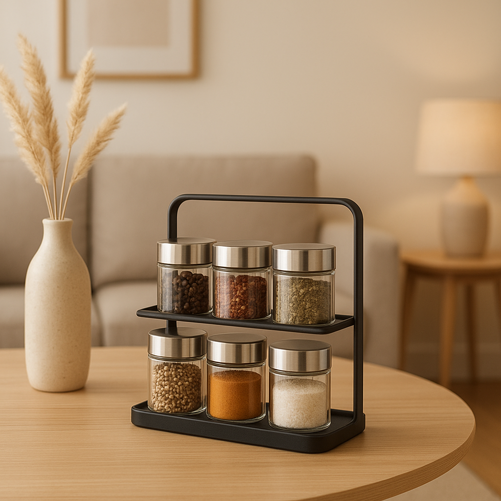 Rangement à épices mural en bois pour une cuisine organisée et élégante