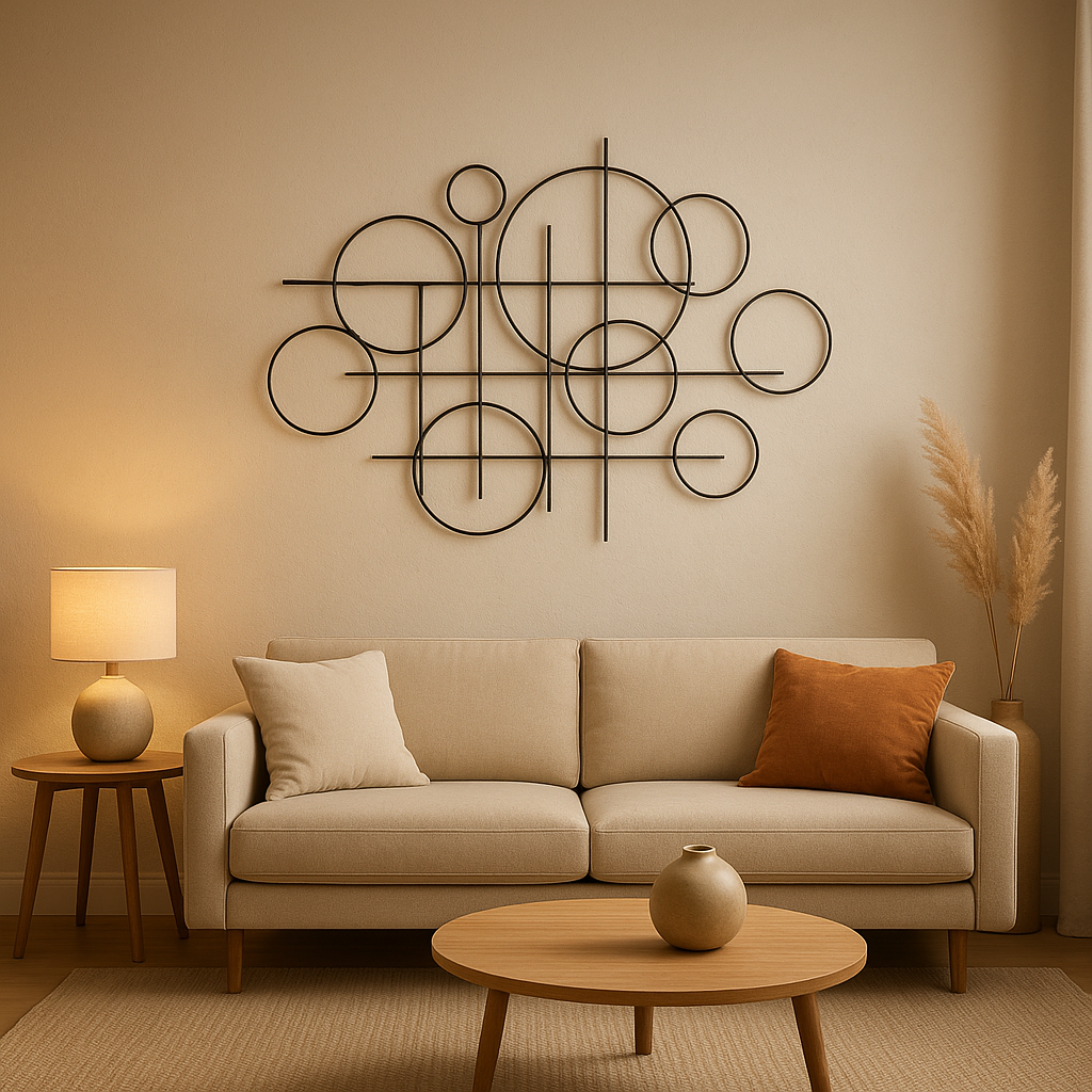 Décoration murale en métal design moderne pour un intérieur élégant et contemporain.