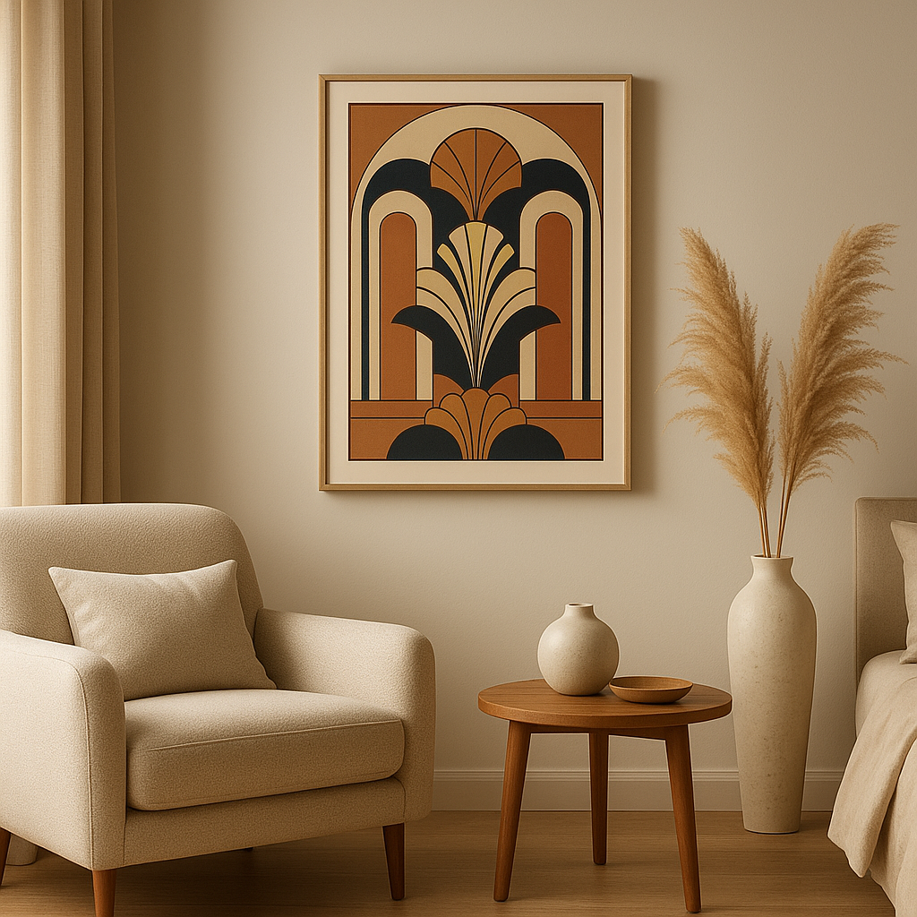 Affiche art déco vintage pour décor mural, style géométrique et élégant des années 1920.