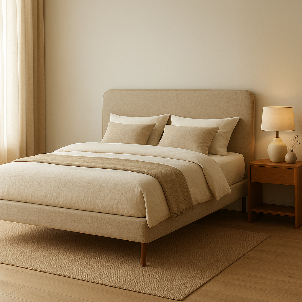 Tête de lit et sommier en tissu pour une chambre élégante et confortable