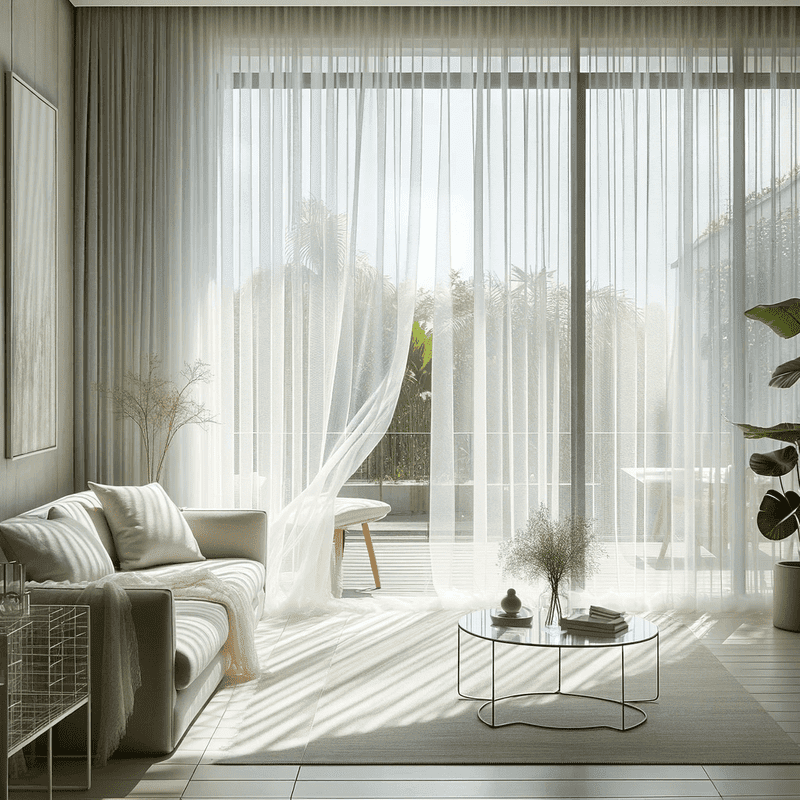 Un voile léger laisse filtrer la lumière à travers ce rideau transparent, apportant une touche d'élégance et de légèreté à votre intérieur.
