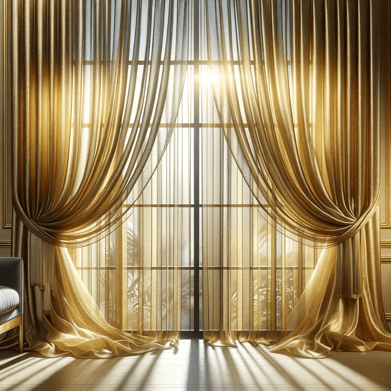 Un voilage délicat, d'une teinte dorée subtile, apportant une touche d'élégance lumineuse à votre intérieur.