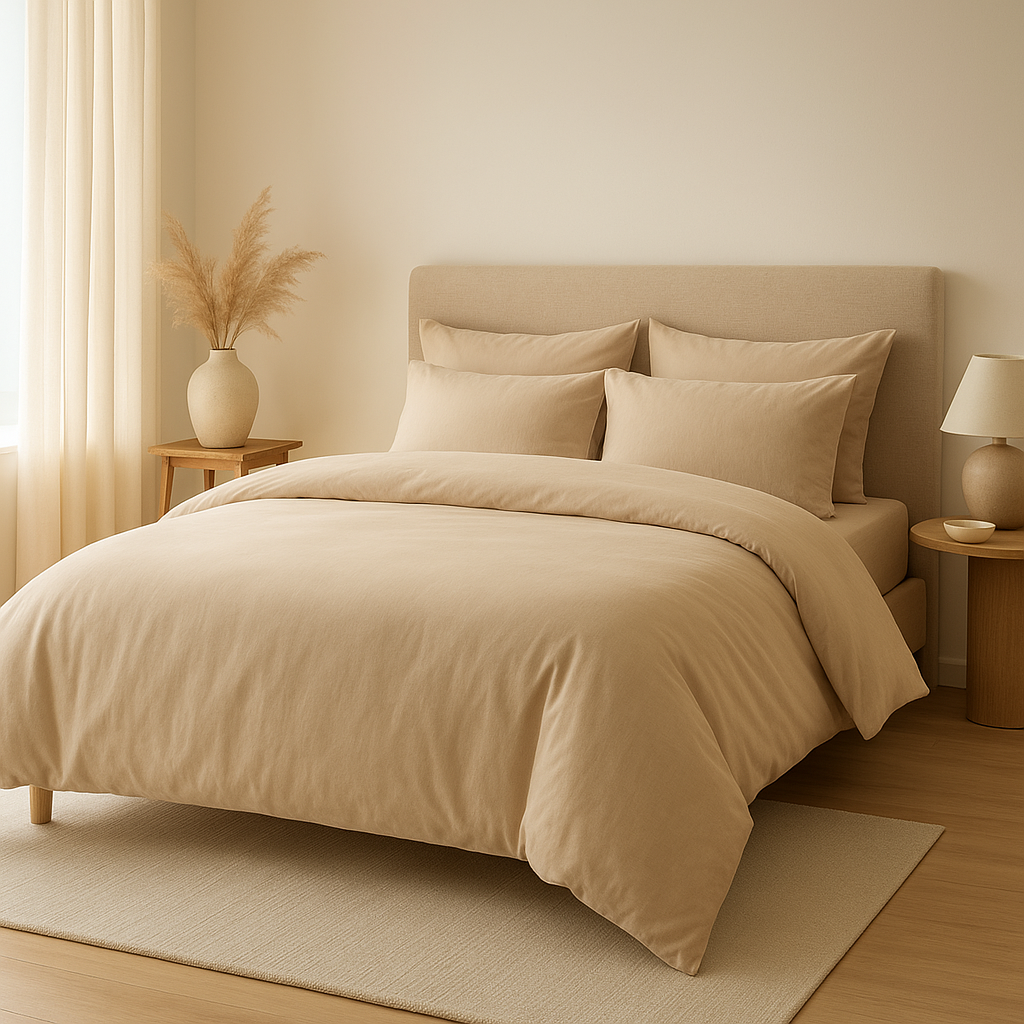 Parure de lit 240x260 en lin, un style naturel et apaisant pour votre chambre à coucher.