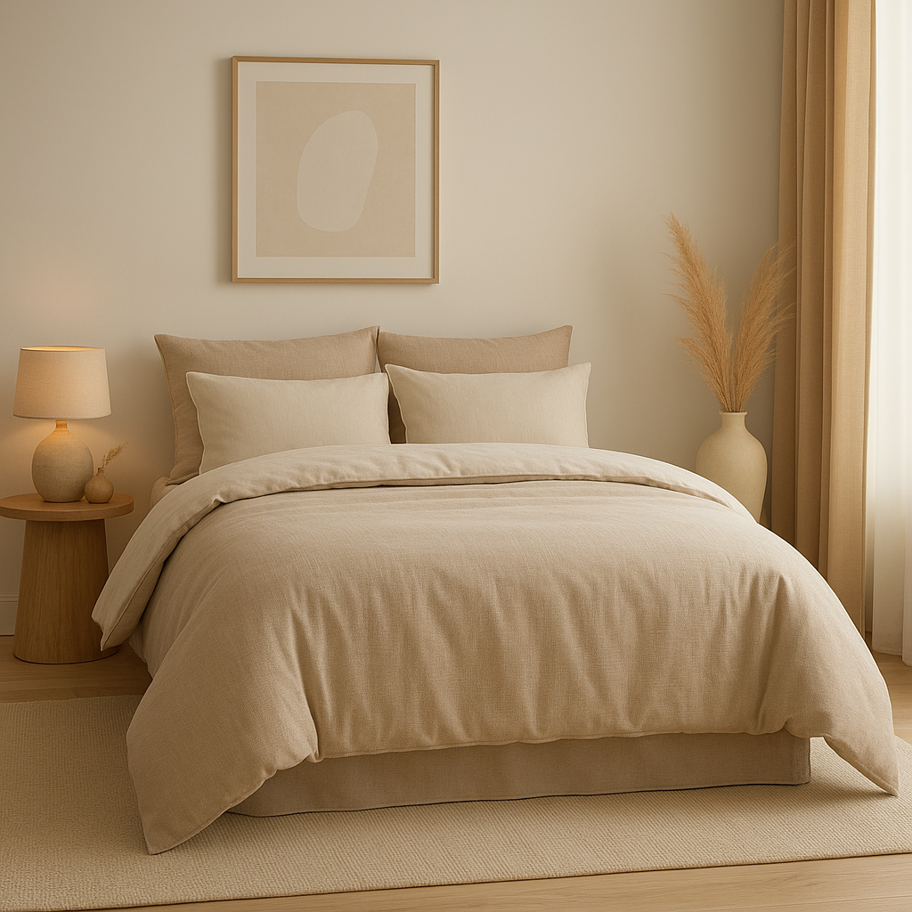 Housse de couette soldée en lin, un must-have pour une chambre élégante et apaisante.