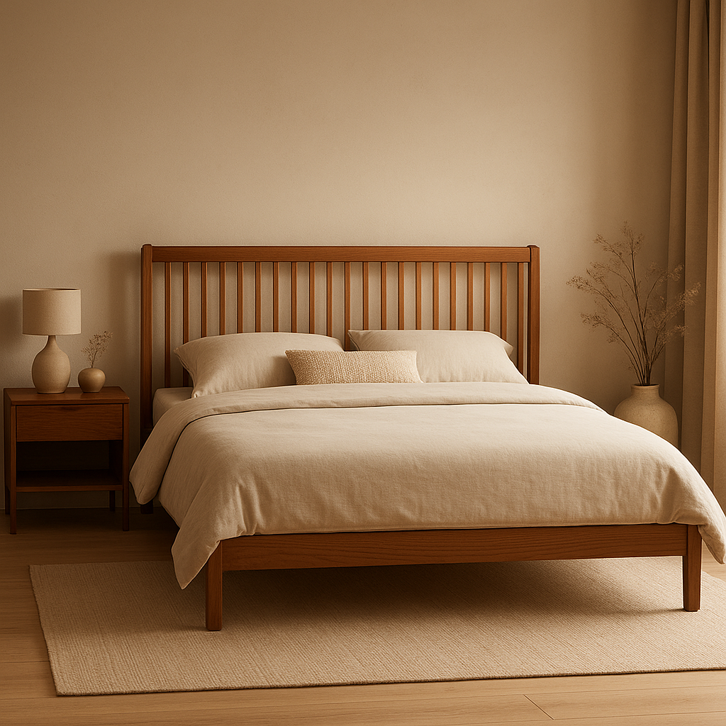 Tête de lit en bois moderne design, pour une chambre à coucher élégante et épurée.