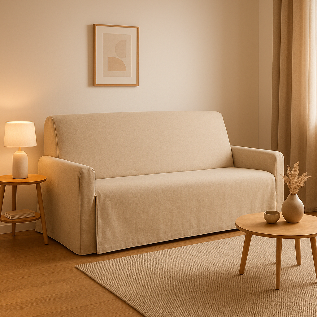 Housse de protection pour clic-clac 140x190, design élégant et facile à installer.