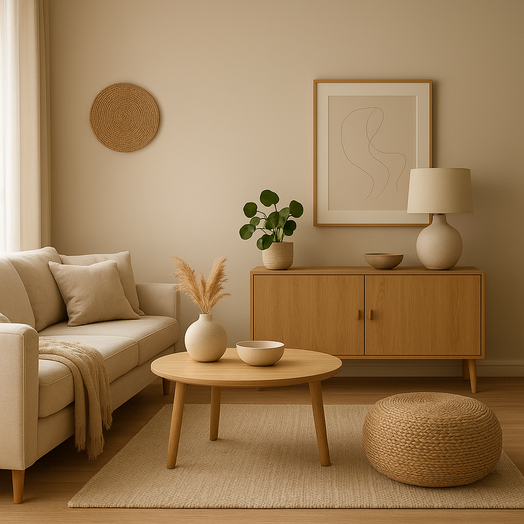 Décoration zen pour chambre adulte avec suspension en macramé, coussins et plantes apaisantes
