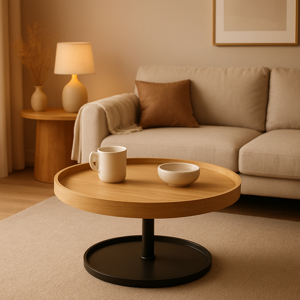 Plateau tournant tv pour home cinema, rotation fluide et rangement des cables integre.