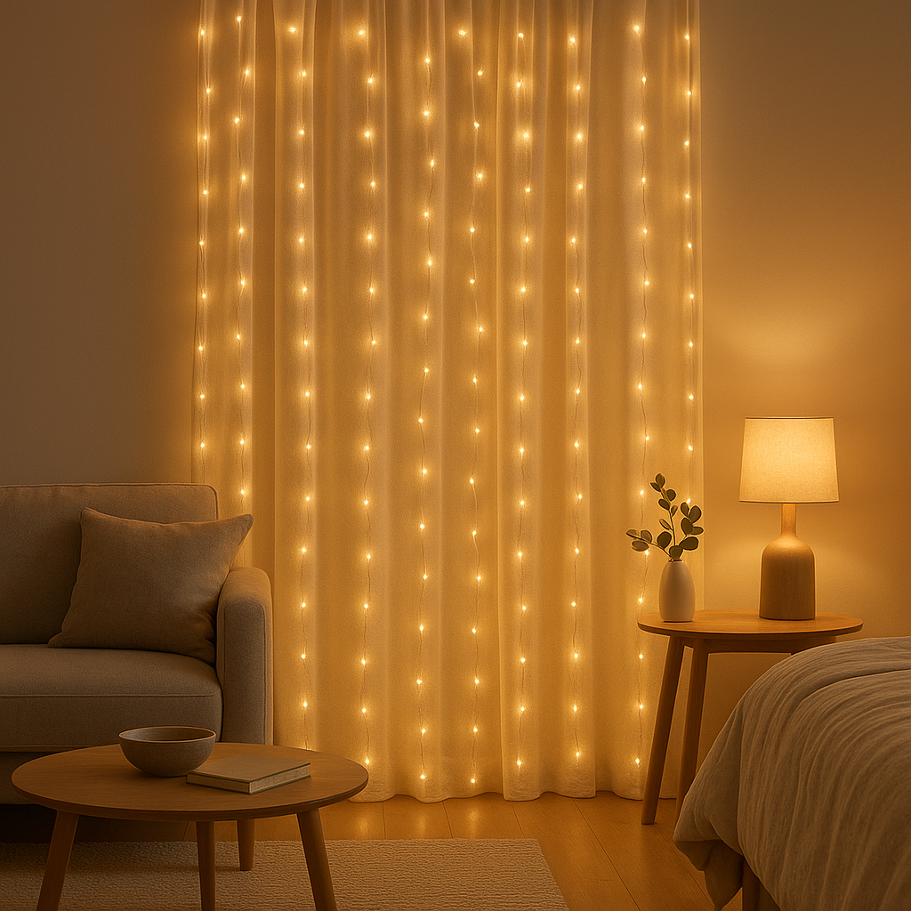 Guirlande rideau lumineuse LED pour décorer vos fenêtres et créer une ambiance chaleureuse