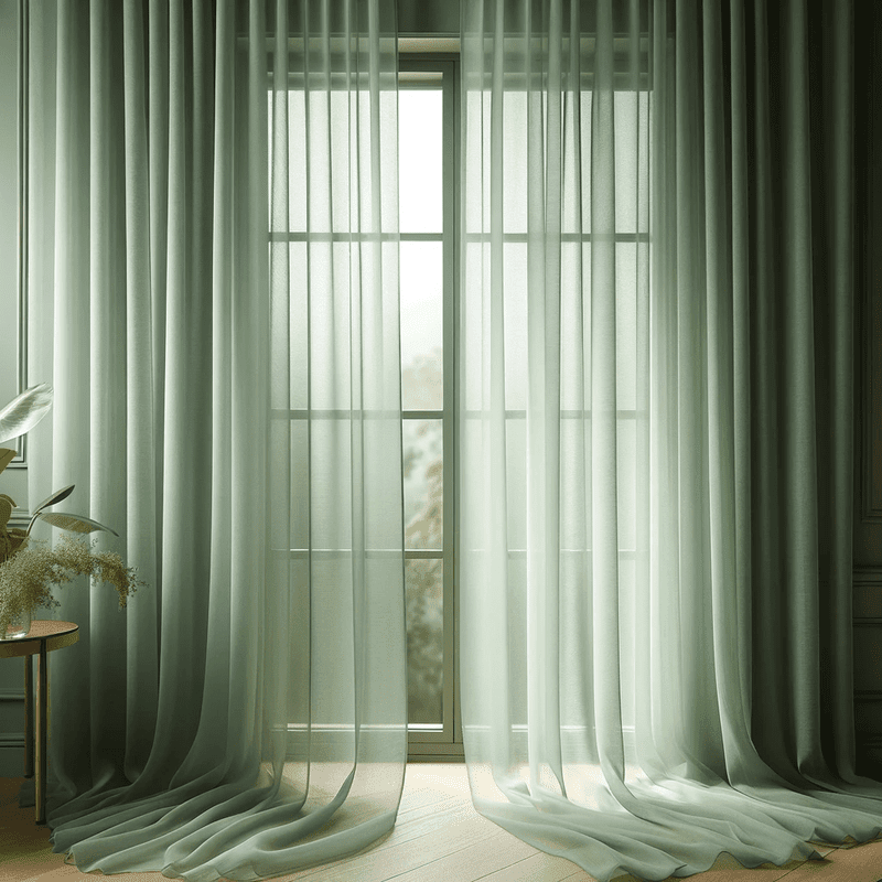Léger voilage vert sauge, apportant une touche naturelle et apaisante à votre intérieur.