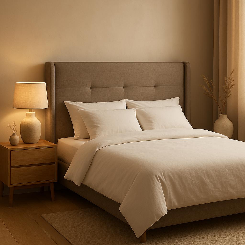 Tête de lit 180 en tissu capitonné, design moderne et tête de lit grande largeur pour chambre.