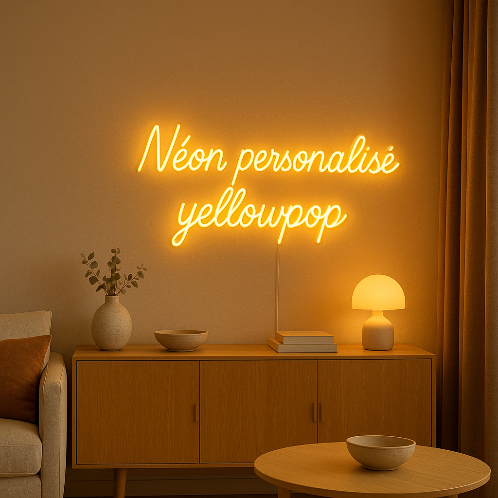 Lumière néon personnalisé yellowpop pour décorer votre intérieur avec style