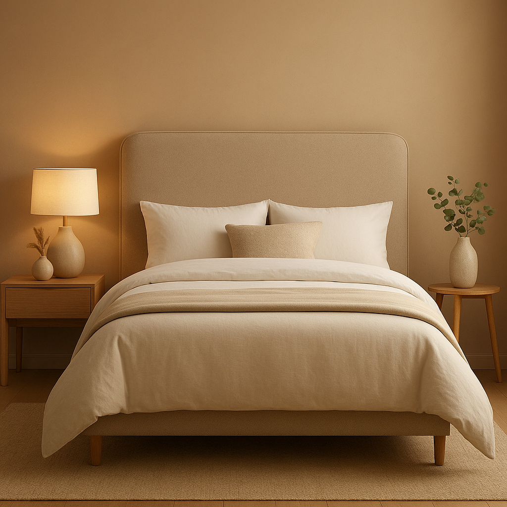 Tête de lit design en tissu pour chambre à coucher élégante et moderne