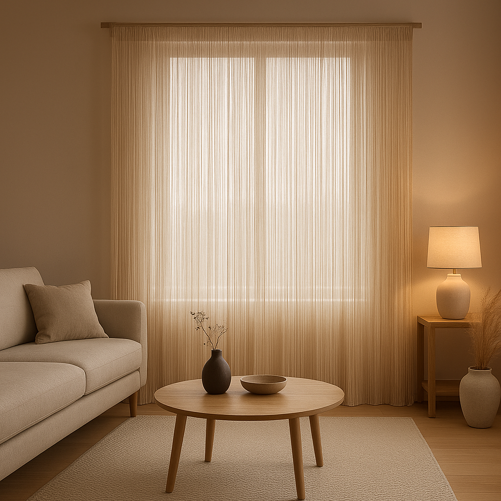 Rideau en fil décoratif pour fenêtre, apportant légèreté et intimité à votre intérieur.