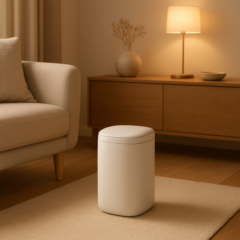 Mini poubelle de salle de bain élégante et pratique pour un intérieur soigné et fonctionnel.