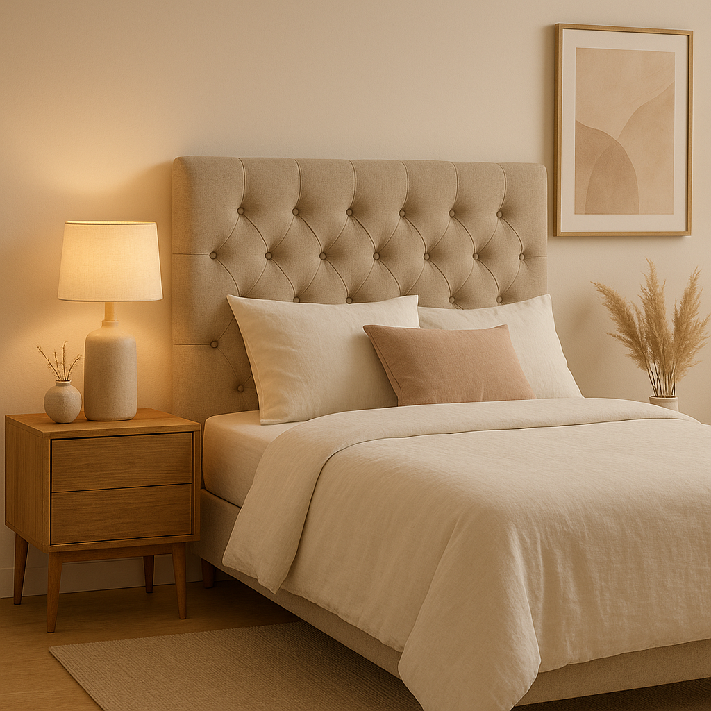 Tête de lit matelassé en tissu pour un style de chambre doux et confortable