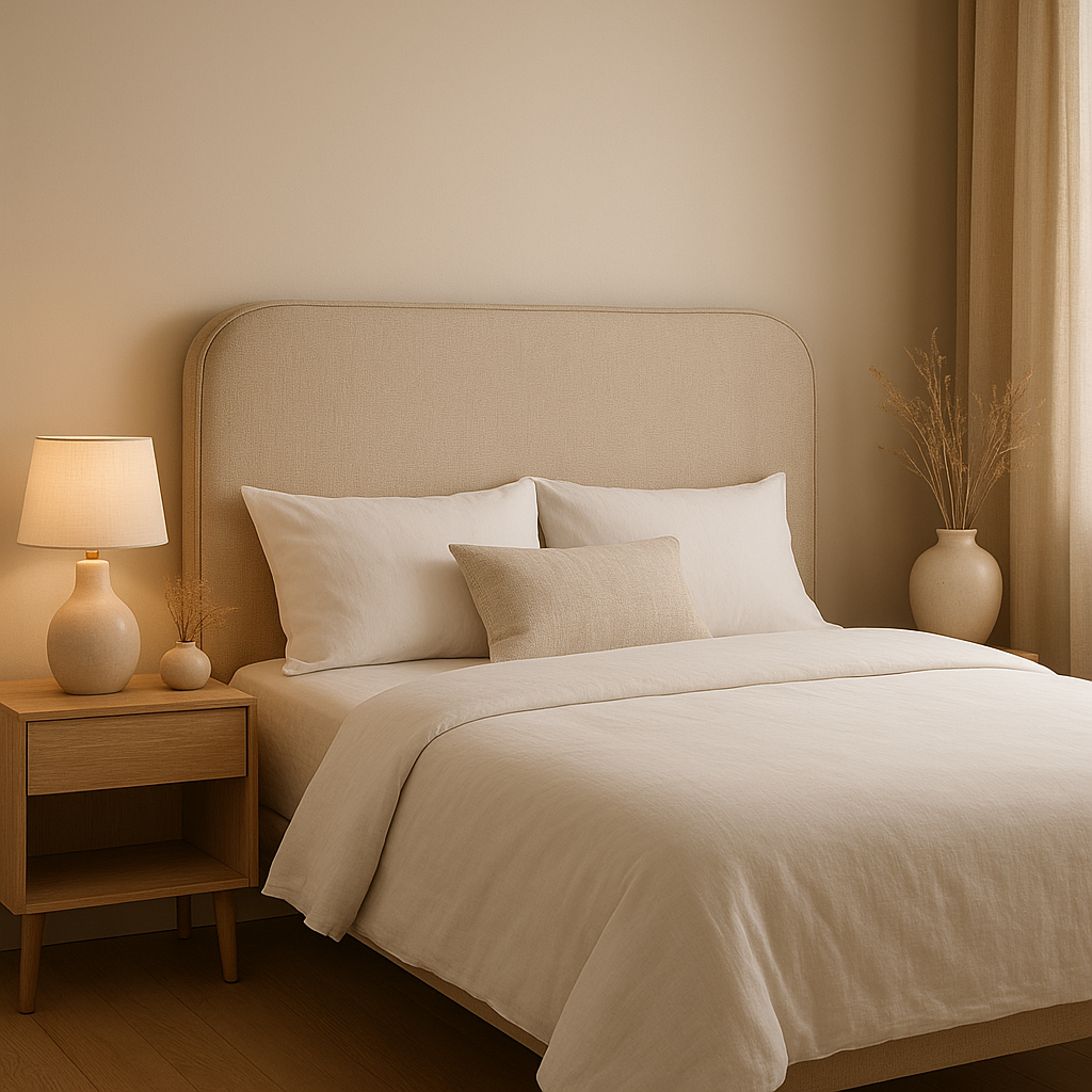 Tête de lit en tissu fait main pour une chambre à coucher élégante et personnalisée