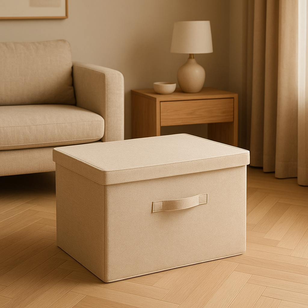 Grande boîte de rangement en tissu pour optimiser l'organisation de votre intérieur.