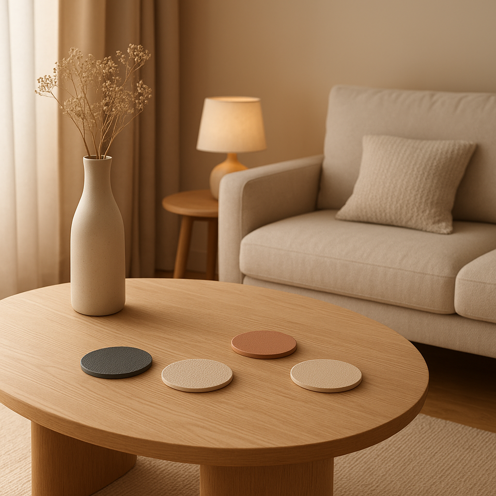 Sous-verre design en bois et métal pour une déco murale épurée et moderne