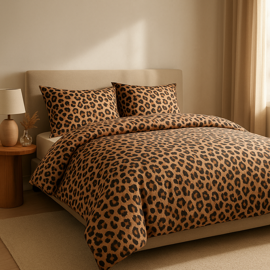 Housse de couette en tissu léopard pour une déco chambre audacieuse et sauvage