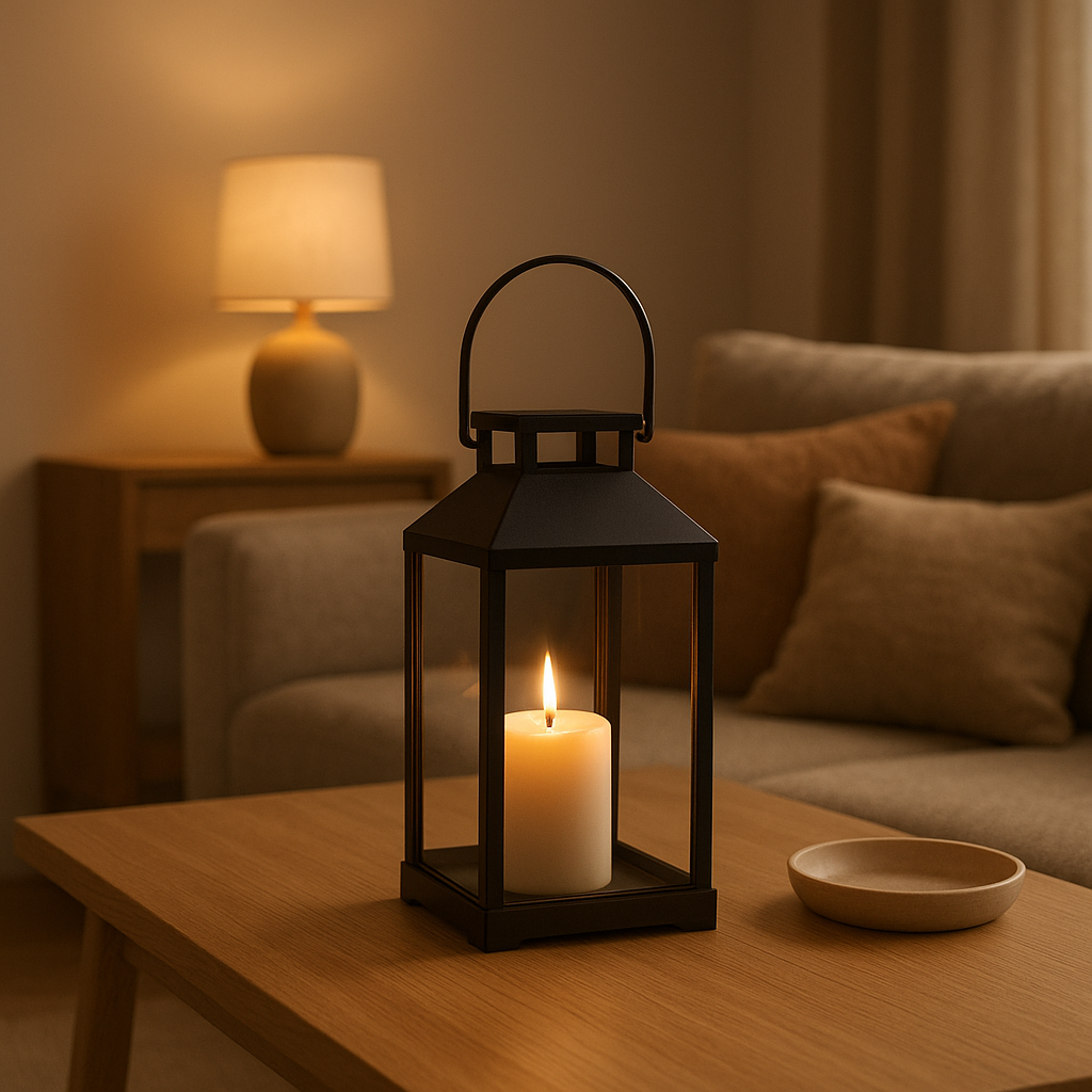 Lanterne extérieure bougie en métal pour ambiance chaleureuse et éclairage décoratif