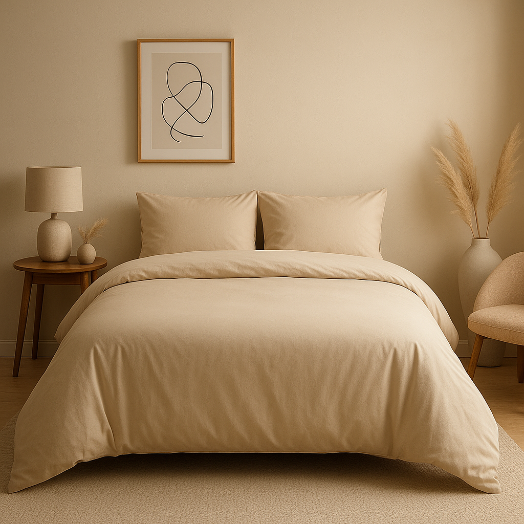 Housse de couette 140x190 cm pour lit double, design moderne et matiere douce pour un sommeil confortable.