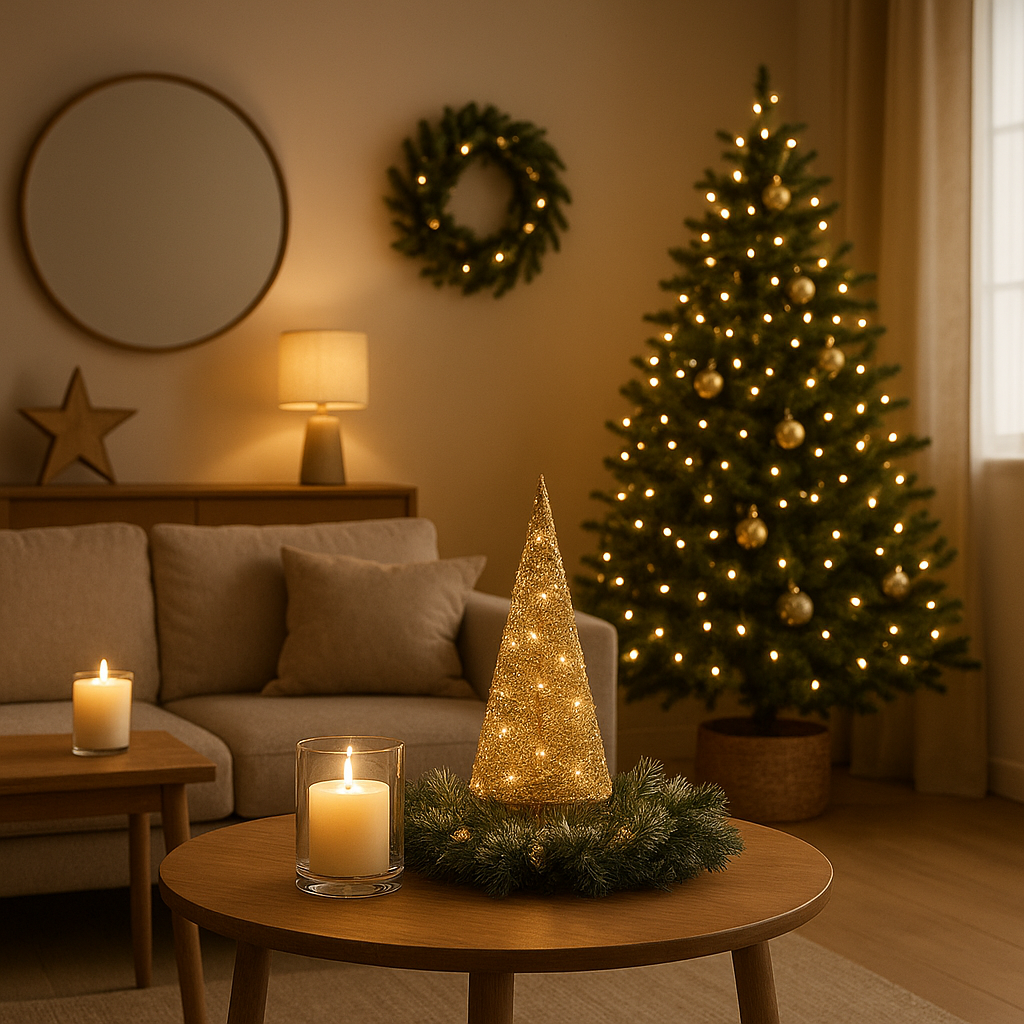Décoration de vitrine de Noël élégante pour une ambiance féerique et chaleureuse