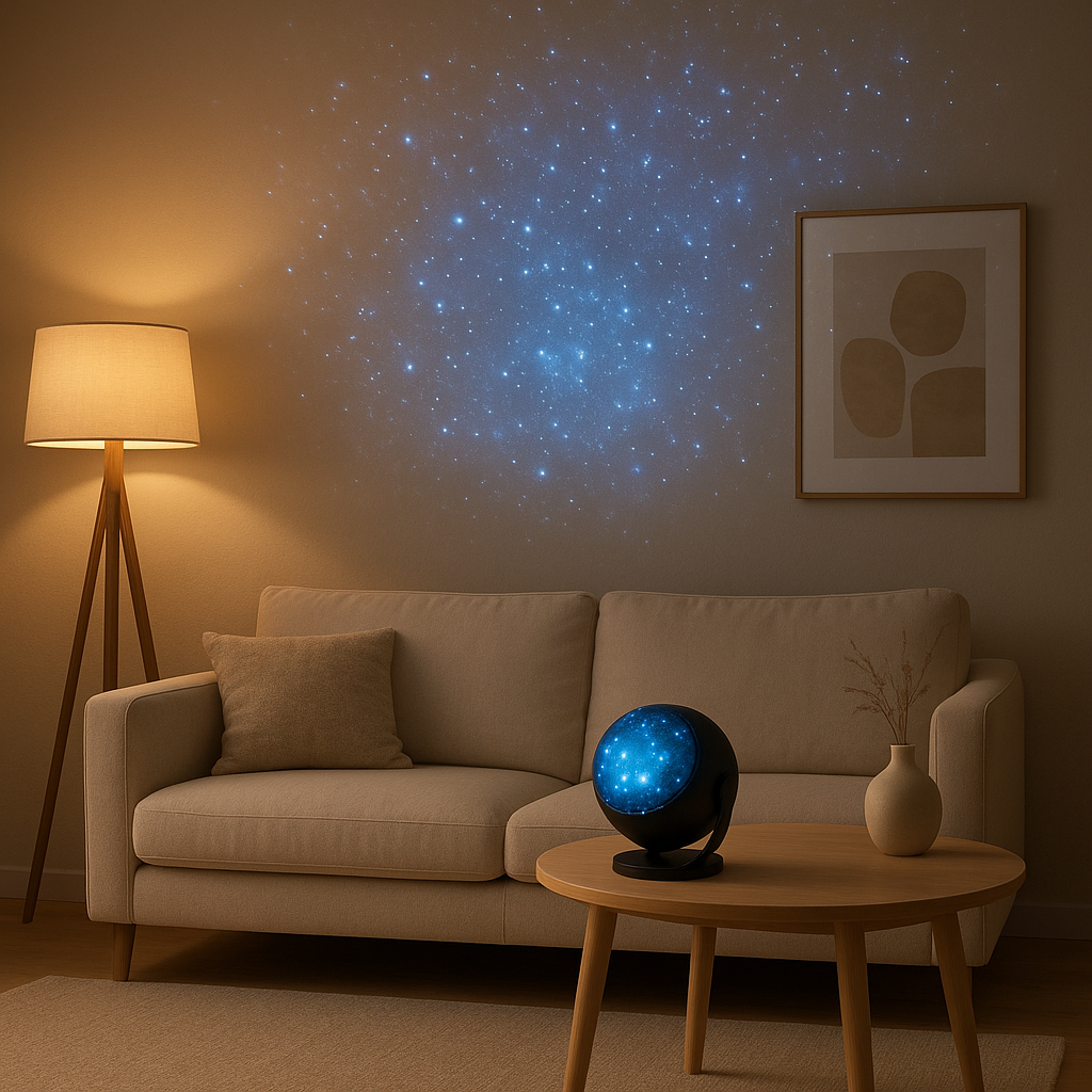 Projecteur ciel étoilé créant une voûte céleste et des constellations réalistes dans votre intérieur.