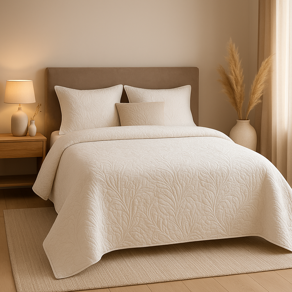 Boutis matelassé artisanal pour une décoration d'intérieur élégante et texturée