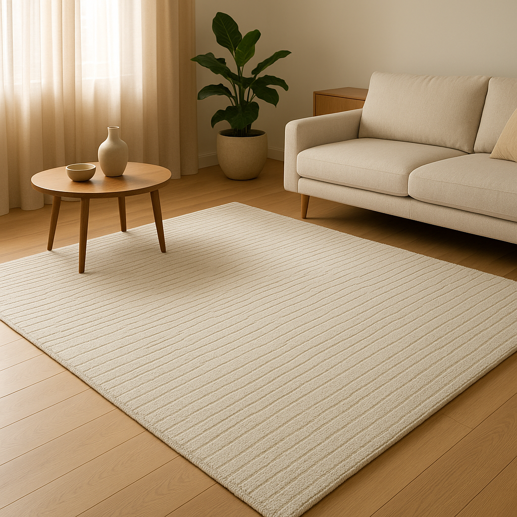 Grand tapis pour salon moderne, texture douce et design épuré pour un intérieur élégant