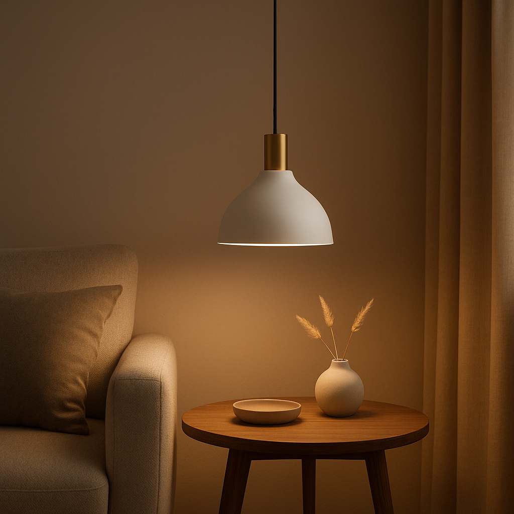 Lampe de chevet suspendue design pour un éclairage d'ambiance moderne au-dessus de votre table de nuit.