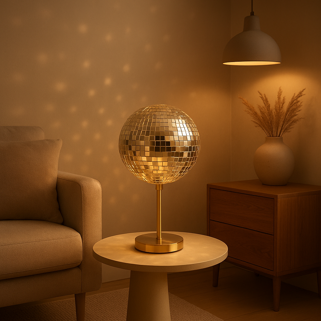 Boule disco déco lumineuse pour une ambiance festive et rétro dans votre intérieur.