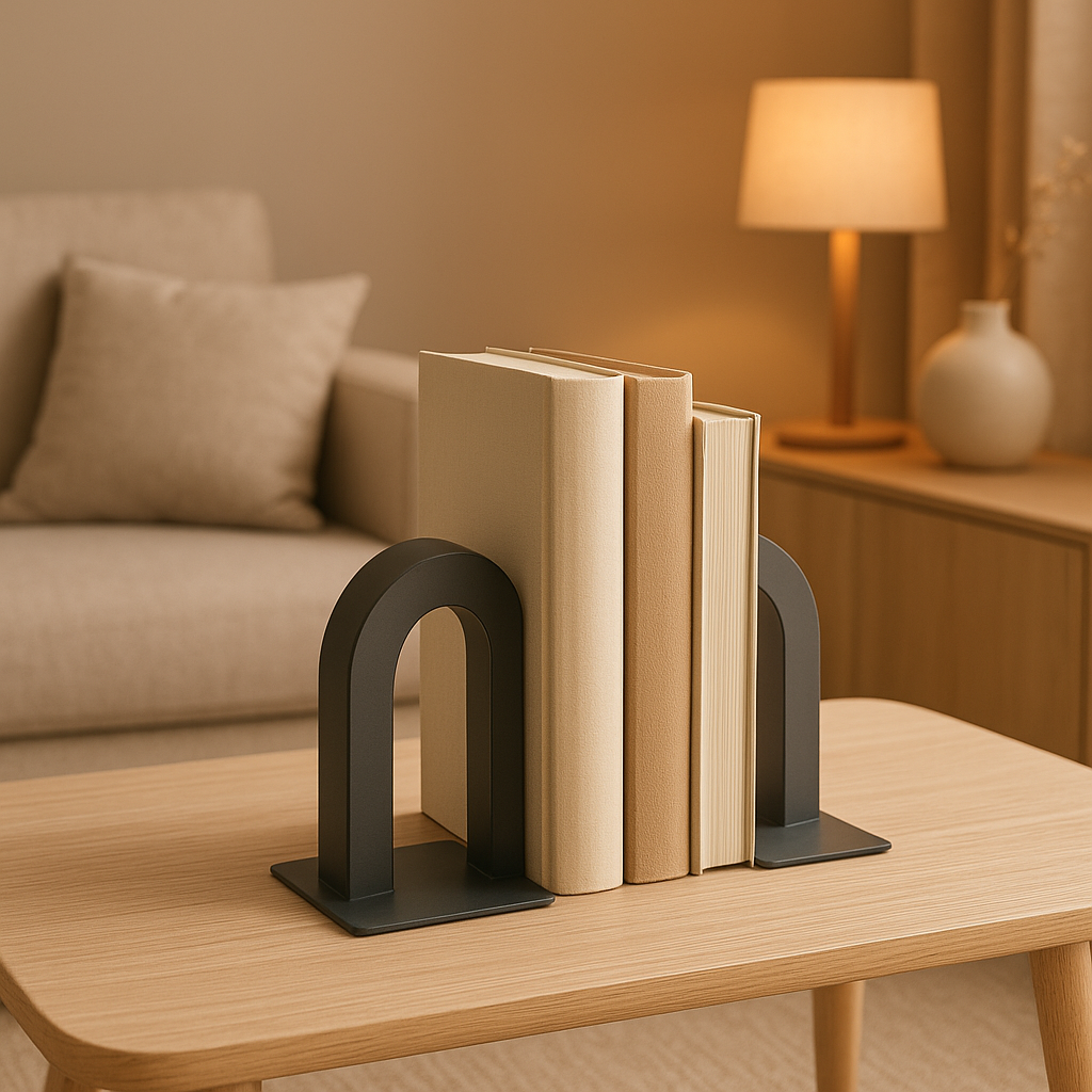 Serre-livres design en métal pour ranger et décorer votre bibliothèque avec élégance.