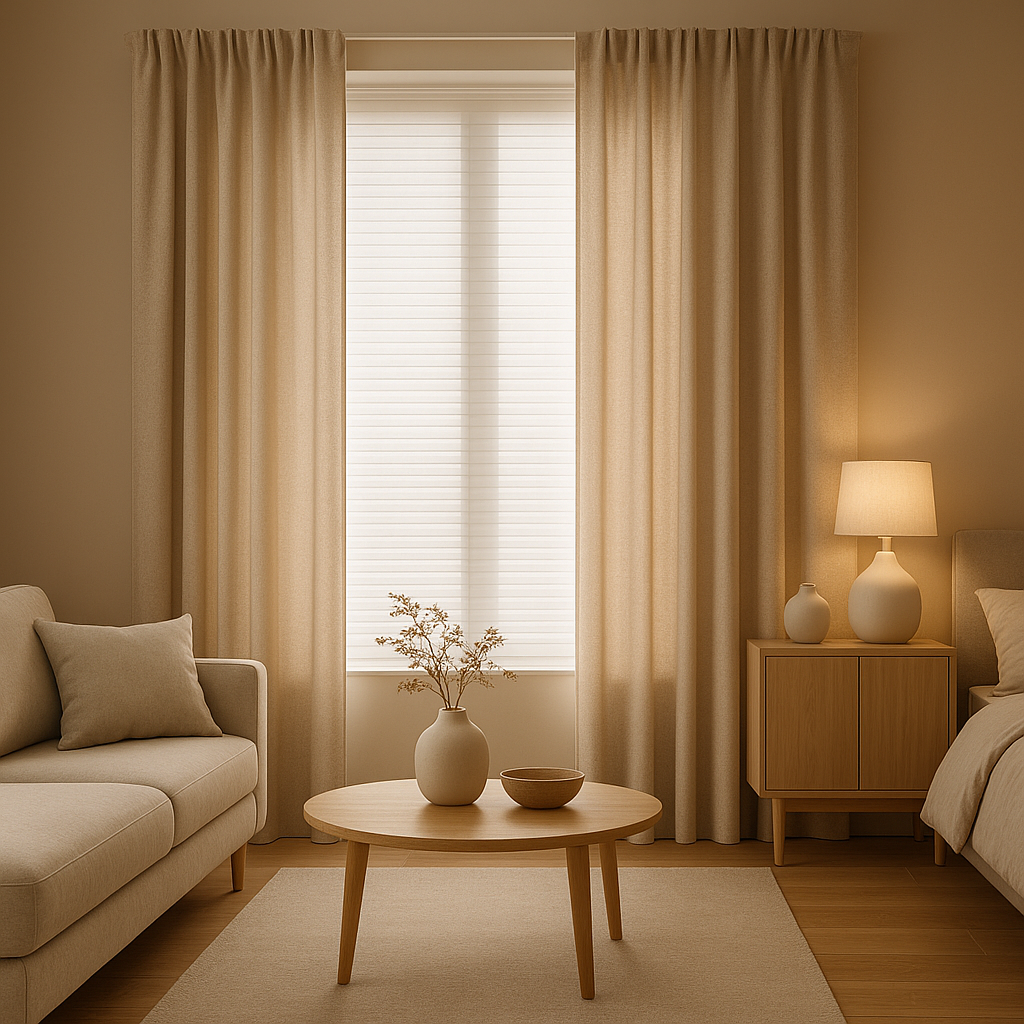 Store et rideau sur mesure pour fenêtre, salon et chambre, décoration intérieure