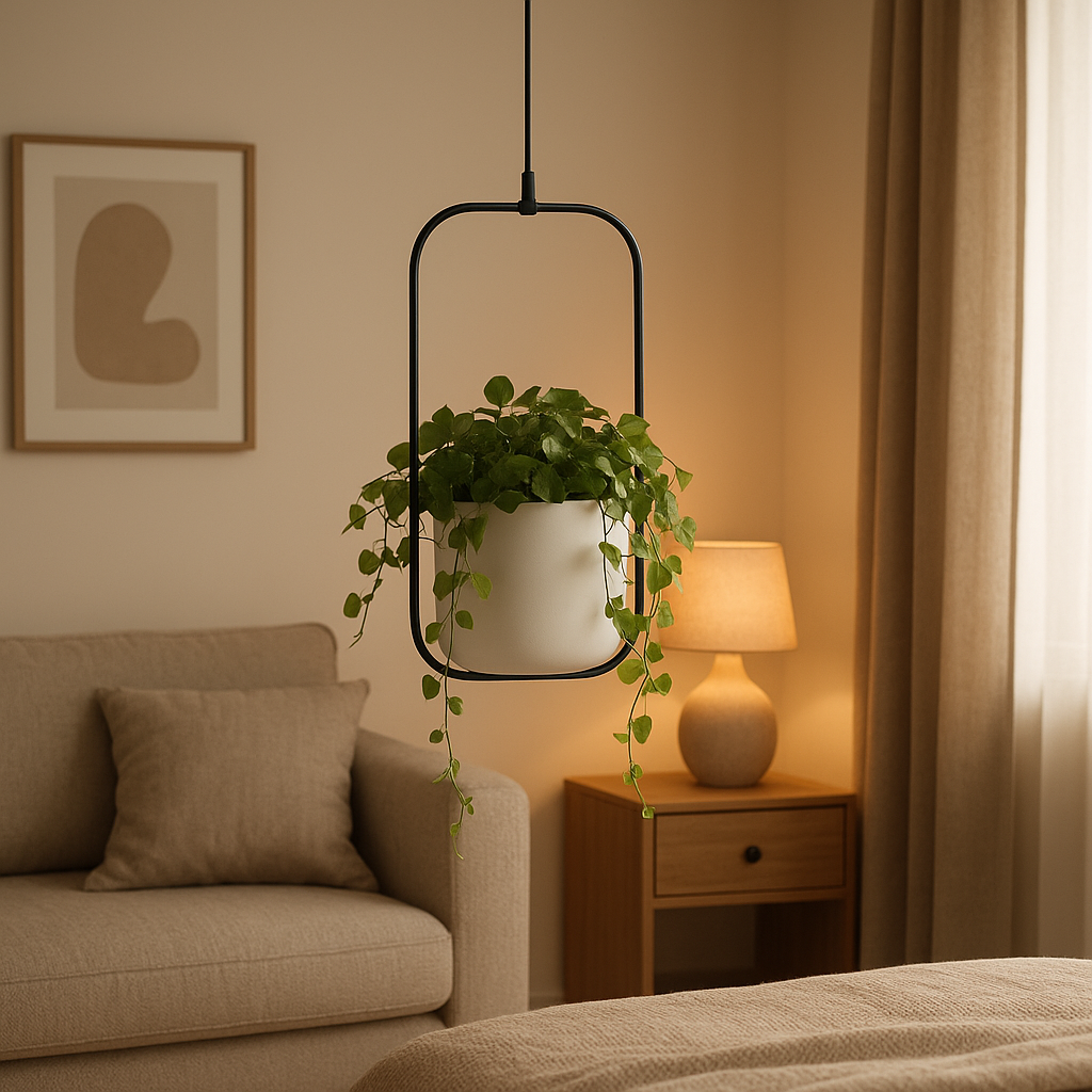 Jardinière suspendue en macramé pour plantes d'intérieur, décoration murale bohème.