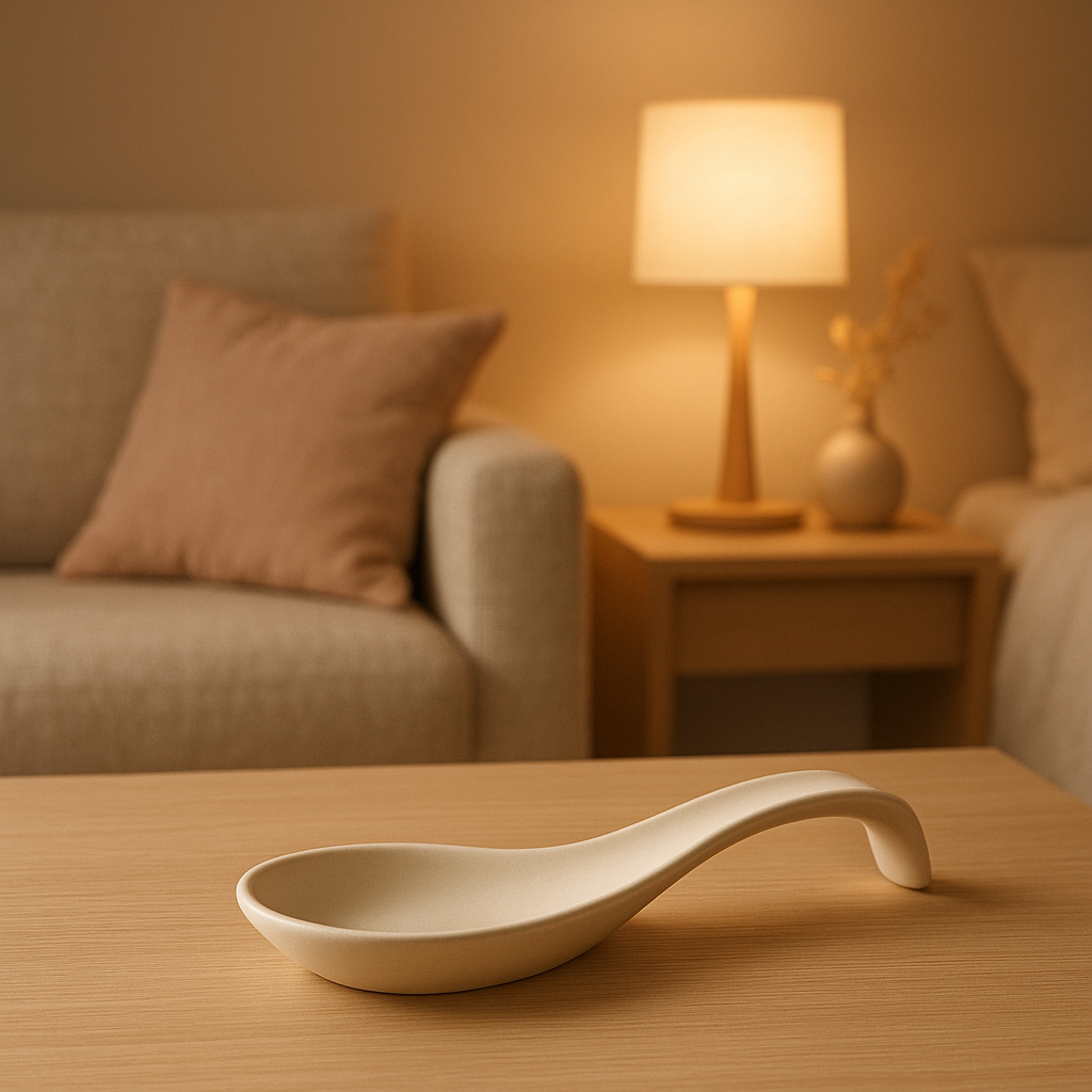 Repose-cuillère en céramique design pour une table élégante et organisée.