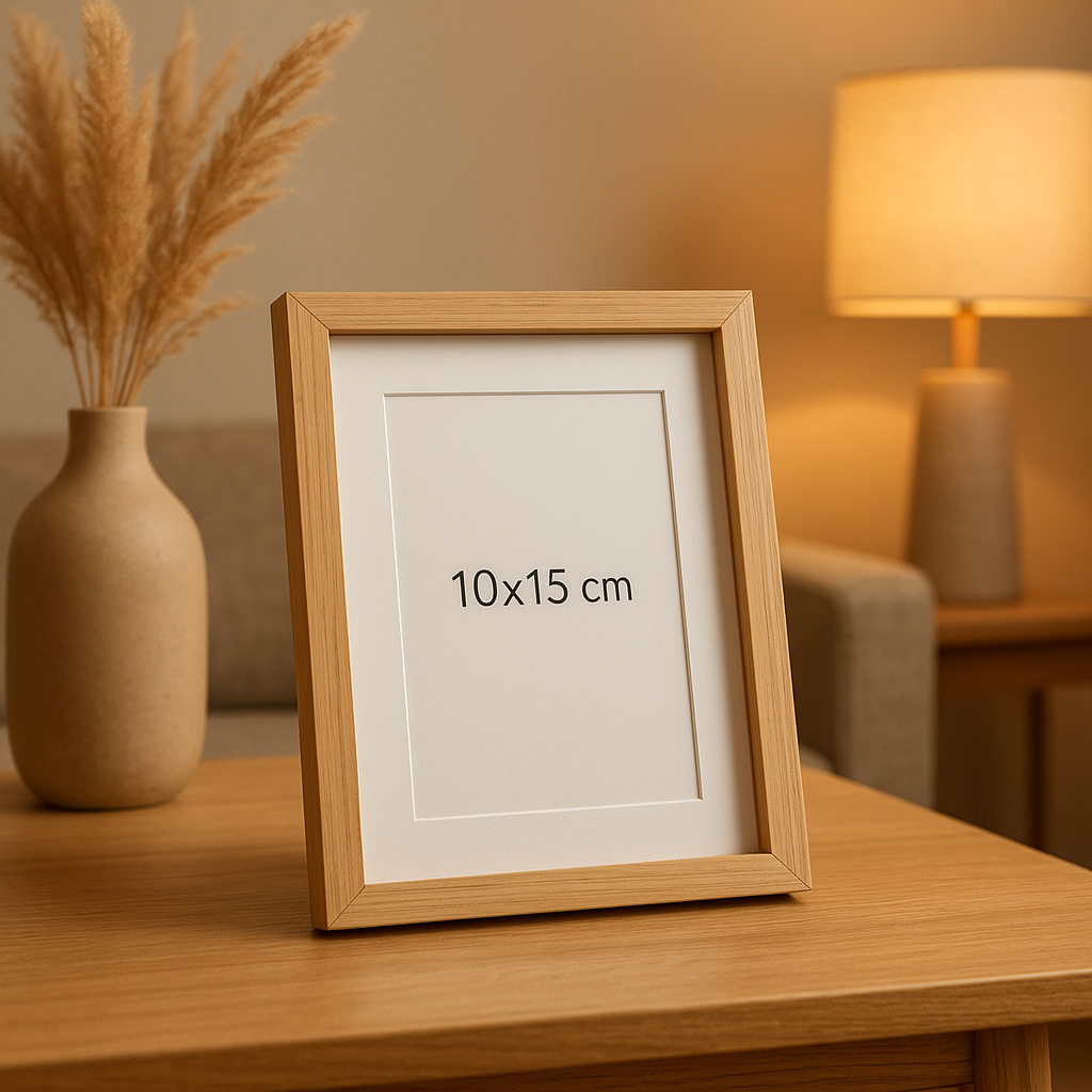 Cadre photo 10x15 en bois ou métal pour sublimer vos souvenirs au mur ou sur un meuble.