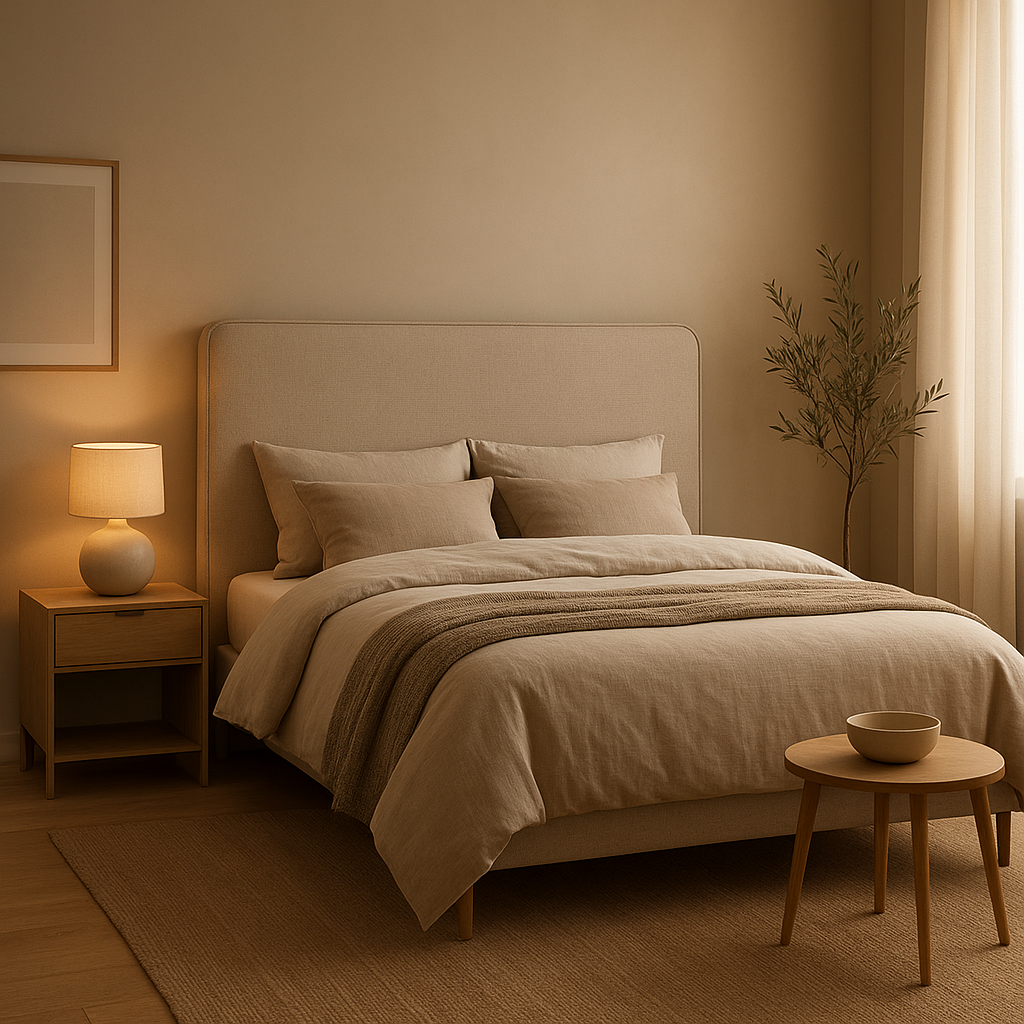 Tête de lit en tissu rembourrée pour un style doux et cosy dans votre chambre à coucher.