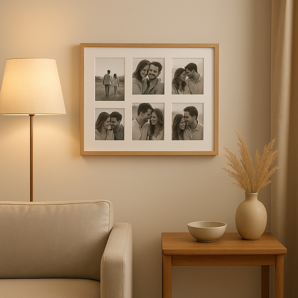 Cadre photo pele-mele design pour afficher vos souvenirs en décoration murale originale